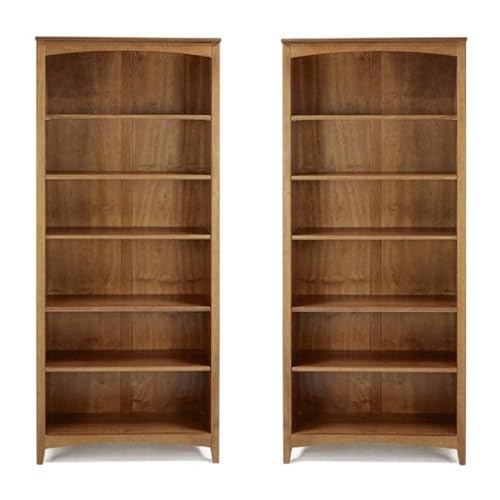 Home Square 72" Shaker Style Solid Wood Bookcase in Cherry - Set of 2 by Home Square