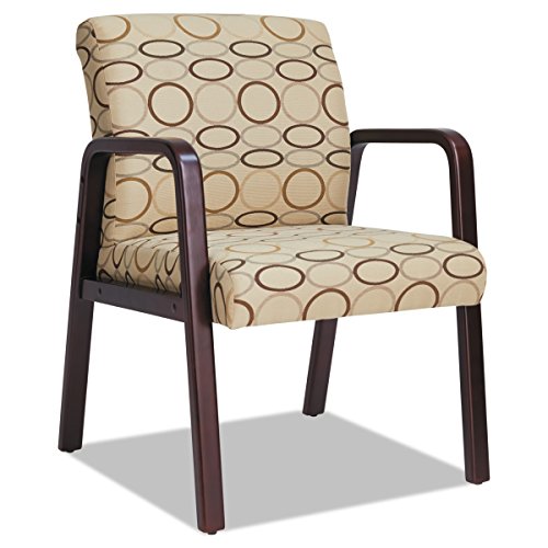 Alera ALERL4351M Reception Lounge Series Guest Chair, Mahogany/Tan Fabric