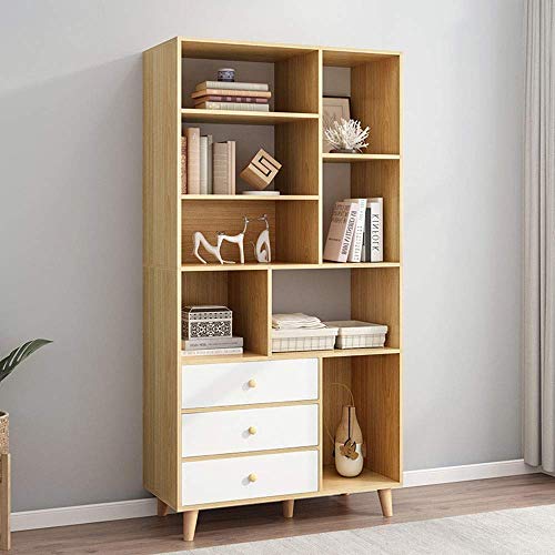 None 5 Tier Vintage Bookcase Display Rack with 3 Drawers - Black (175X80X30Cm)