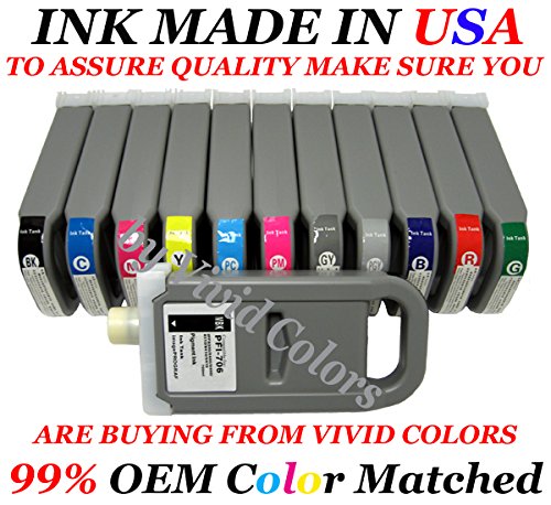 Compatible Canon PFI706 cartridges Canon PFI706 Set of 12 ipf8400s ipf8400 ipf9400s ipf9400 ipf8410s ipf8410 ipf9410s ipf9410