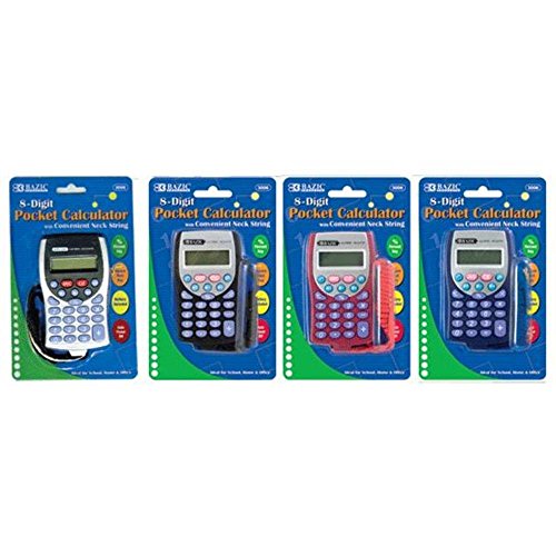 BAZIC Products 8-Digit Pocket Calculator with Neck String - Bulk Case of 144