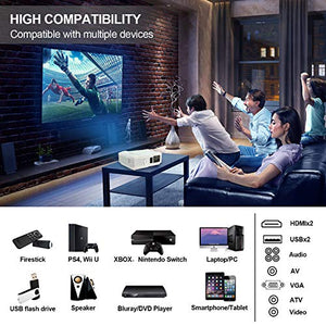 LED Bluetooth Wireless HD Projector with WiFi HDMI USB ZOOM Support 1080P Airplay, Smart Android LCD WXGA Home Cinema Outdoor Movie Game Party TV Video Projectors for Laptop PC Tablet Phone DVD PS4