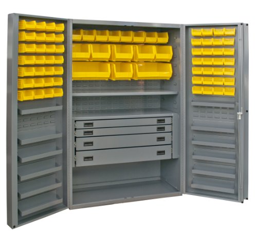 Durham Heavy Duty Welded Steel Cabinet with Bins, DCBDLP724RDR-95, 24"x36"x72", Gray Coat Finish