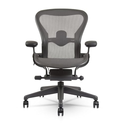 CHAIRORAMA Herman Miller Aeron Chair Size C - Graphite Semi-Loaded Adjustable Arm Height Tilt Tension Control - Lumbar Support Repackaged Ergonomic Office Desk Chair