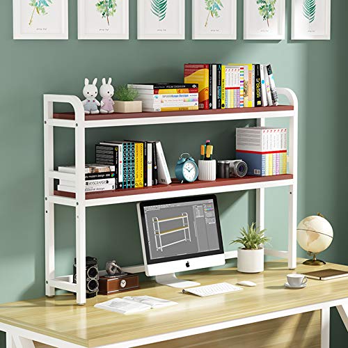 Zenglingliang Desktop Bookshelf 3-Tier Organizer with White Metal Frame - Adjustable Countertop Display Rack