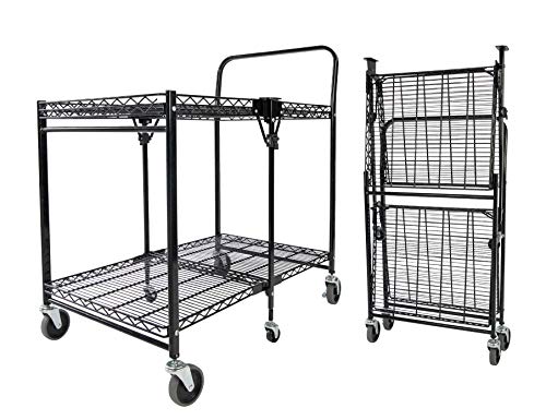 Bostitch Office NSF Certified Folding Utility Cart, Metal Heavy Duty Design, Black