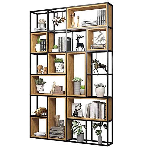 LITFAD Industrial Style Open Back Bookshelf - 63" L x 9.8" W x 94.5" H