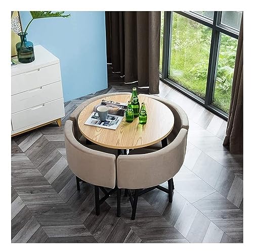 BUYT Office Reception Room Club Table and Chair Set - 80cm Round Table with 4 Chairs (Gray)