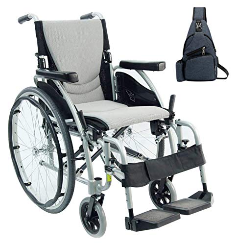 Karman Healthcare S-Ergo 125 Ergonomic Wheelchair, 16" Seat Width, Silver Frame, Navy Blue Medical Utility Bag
