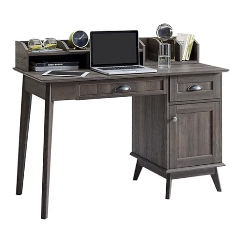 Eden Home Wood Writing/Computer Desk with Hutch in Smoke Oak