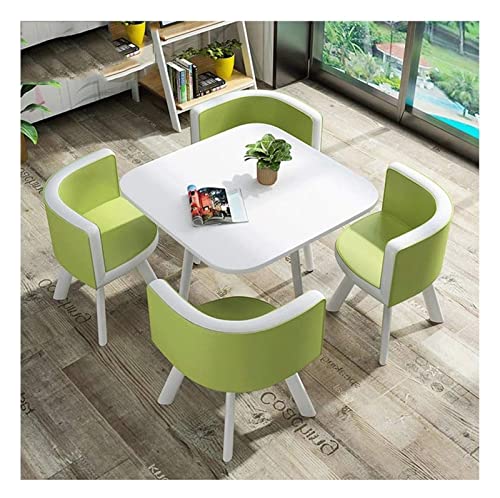 AkosOL Office Business Reception Table Set with 4 Chairs (Light Green, 80cm)