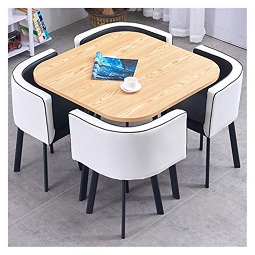 AkosOL Office Table and Chair Set - Business Dining Table with 4 Chairs - Bedroom Office Reception Desk - Home Dining Table and Chair Combination - Living Room Furniture (Color: A)