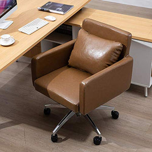 LWW Chairs,Fashion Mid-Back Sofa Task Chairs,Swivel Leather Computer Desk Chairs,for Home Office,Brown