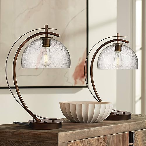 Possini Euro Design Calvin Modern Desk Lamps Set of 2 with USB Charging Port