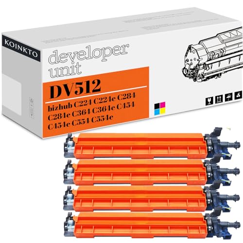 KOINKTO DV512 Developer Unit for Konica Minolta Bizhub C224 C284 C364e C454e C554e Printer (KCMY 4-Pack)