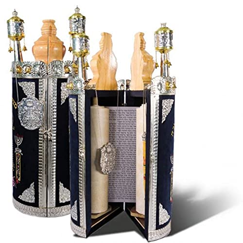 GORGEOUS BEAUTY&CARE Hand Made Sefer Torah Scroll Replica 19.5" Sefaradic Judaica - Rimonim and Yad