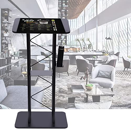 EESHHA Portable Black Stainless Steel Lectern Podium Pulpit Stand