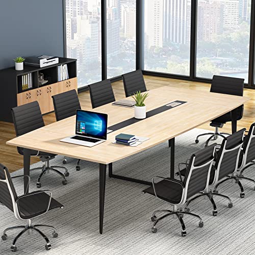 Tribesigns 8FT Large Boat Shaped Conference Table with Cable Grommets