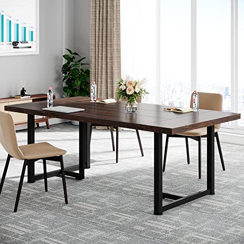 Tribesigns 6FT Conference Table, Large Boardroom Desk, 70.8L x 31.5W x 29.5H, Rustic Brown & Black