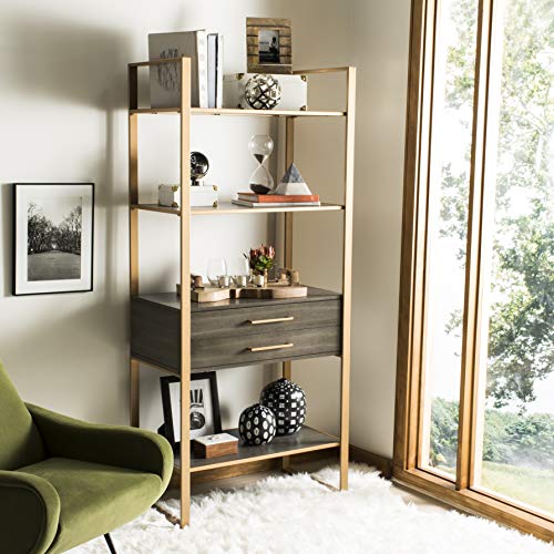 Safavieh ETG6204A Home Collection Skylar 4 Tier 1 Drawer Etagere, Gold/Grey