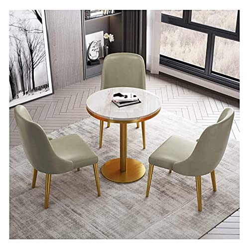 UsmAsk Office Business Hotel Lobby Reception Dining Table and Chair Set (Pink 80cm, Khaki 60cm)