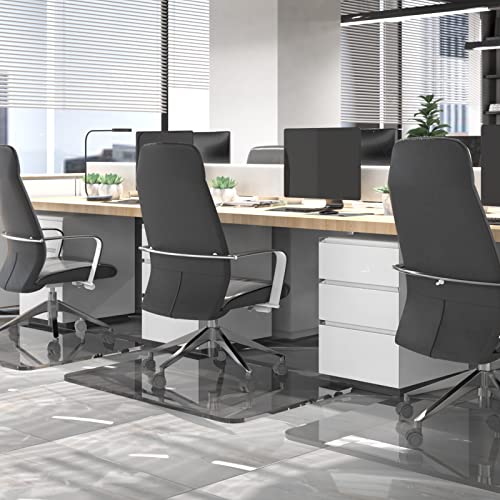 Gloppers Crystal Clear Glass Chair Mat, 48 X 60 Inch, Heavy Duty Tempered Glass - 1/5 Inch Thickness