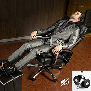 Heavy Duty Office Chair, Reclining Faux Leather Office Computer Chair 7-Point Massage High Back Desk Work Swivel Chair with Footstool, Leather Office Chair, Ergonomic Design(Black)