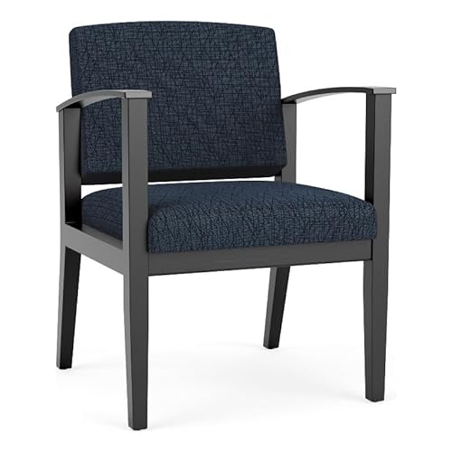 Lesro Amherst Wood Reception Guest Chair in Black/Adler Midnight Sky