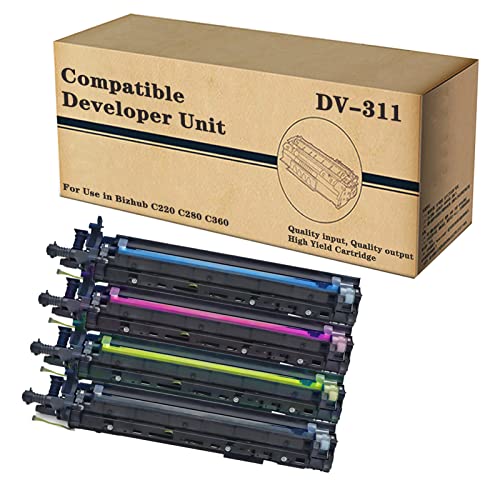 OGLU Compatible Developer Unit Replacement for Konica Minolta DV-311 DV311 - Bizhub C220 C280 C360 Printer - 4Pack