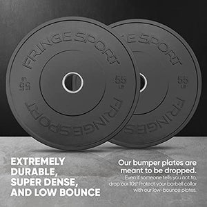 Fringe Sport Milspec Black Bumper Plate 160lb Weight Set for Weightlifting and Strength Training, Durable & Strong Olympic Weight Plates - Perfect for Small Gym Weight Set