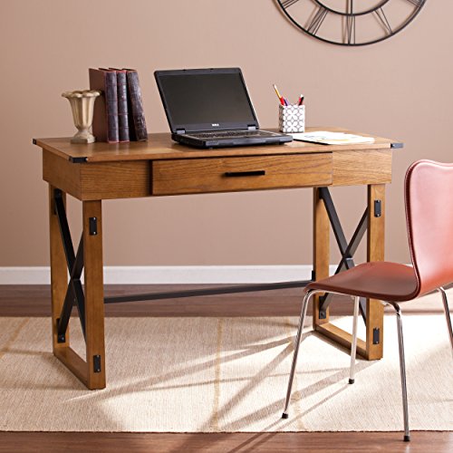Southern Enterprises Canton Adjustable Height Desk - Adjusting Height Riser for Standing - Hidden Compartments