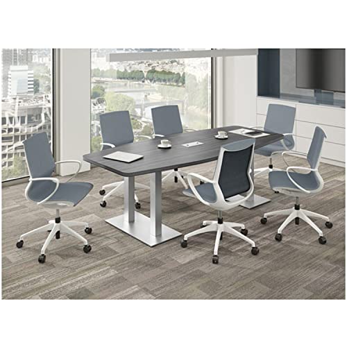 Generic 8 ft Modern Executive Conference Room Table with Metal Steel Legs - Mahogany