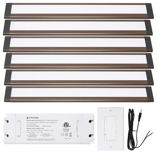 Lightkiwi V6699 Dunn 12 Inch Warm White Modular LED Under Cabinet Lighting - Hardwire Kit (6 Panel)