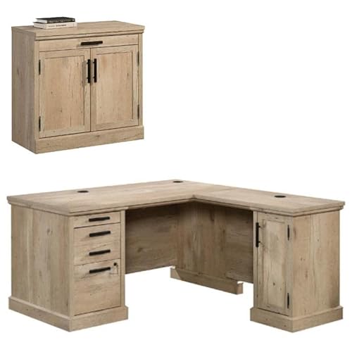 Home Square 2-Piece Set with 60" L-Shaped Desk & Utility Stand Library Base