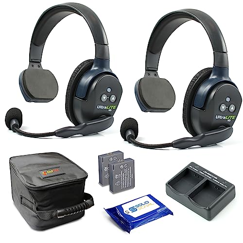 Solid Signal Eartec UL2S Ultralite Full Duplex Wireless Headset Communication for 2 Users Bundle