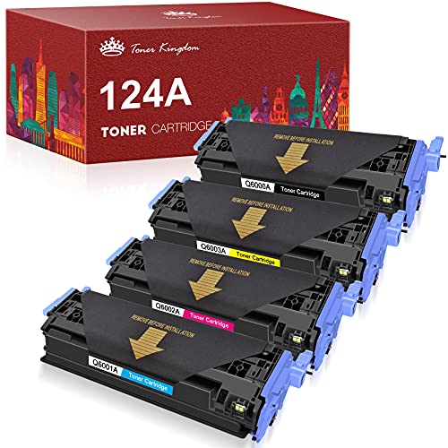 Toner Kingdom Compatible Toner Cartridge Replacement for HP 124A Q6000A Q6001A Q6002A Q6003A Color 1600 2600n 2605dn 2605dtn CM1015 CM1017 MFP Printer (Black, Cyan, Yellow, Magenta, 4-Pack)
