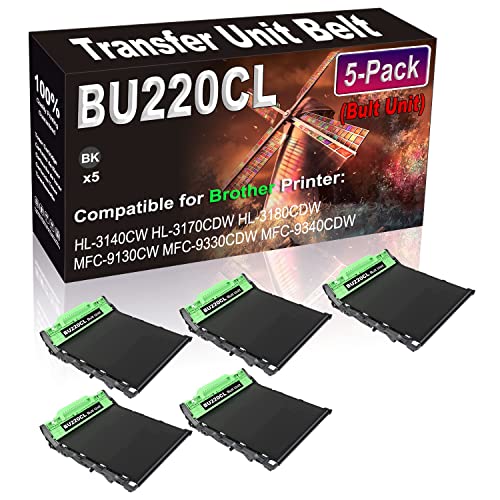 Kolasels Transfer Unit Belt 5-Pack Compatible with HL-3140CW HL-3170CDW HL-3180CDW MFC-9130CW Printer - BU220CL BU-220CL Belt Unit Replacement (Black, High Capacity)