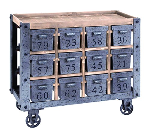 Deco 79 Portable Storage Cart with Numbered Drawers, Brown