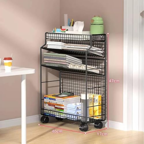 GaRcan Desk-Side Small Bookshelf with Wheels