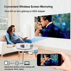 LED Bluetooth Wireless HD Projector with WiFi HDMI USB ZOOM Support 1080P Airplay, Smart Android LCD WXGA Home Cinema Outdoor Movie Game Party TV Video Projectors for Laptop PC Tablet Phone DVD PS4