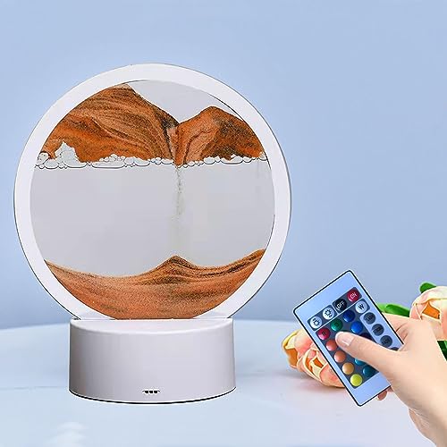 Generic Sandscape Moving Sand Art Picture in Motion Round Glass 3D Landscape - Yellow