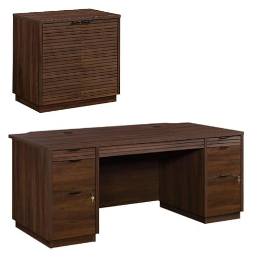 Home Square 2-Piece Set: Executive Desk & Utility Stand Library Base