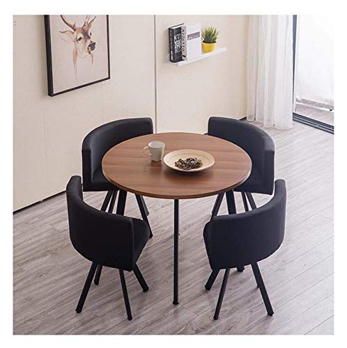 AkosOL Business Dining Table and Chair Set - Modern Round Leisure Table with 4 Chairs (Color: Color 1, Black)