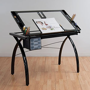Offex Home Office Futura Craft Station Black/Clear Glass