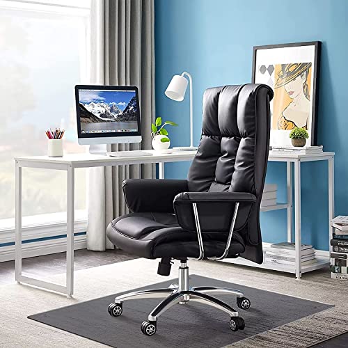Natsukage Glass Chair Mat, 46" x 53" x 1/4" Thick Tempered Glass - for Carpet/Hardwood - Effortless Rolling, Easy to Clean