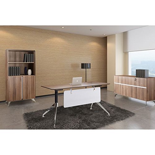 Unique Furniture 360-WAL Bookcase with Doors, Walnut