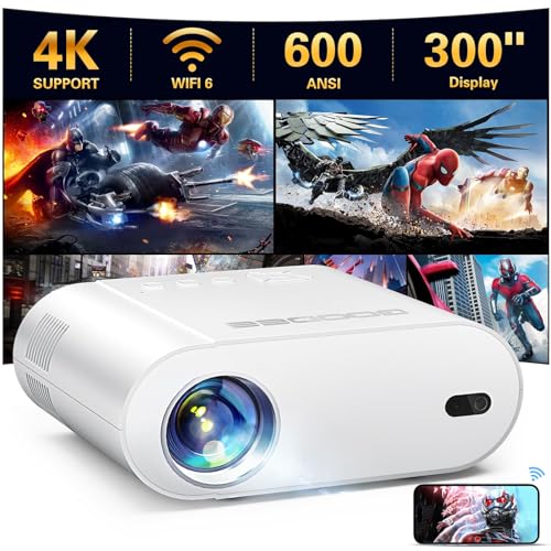 GooDee 4K WiFi Bluetooth Mini Projector with Auto Keystone & Remote Focus