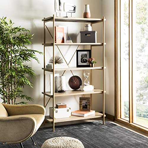 Safavieh ETG6206A Home Collection Rigby 5 Tier Etagere, Rustic Oak/Gold
