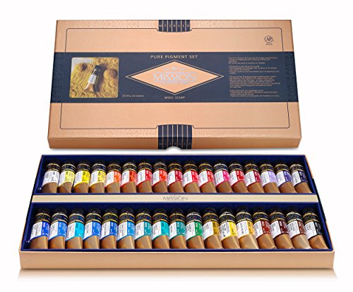Mijello Mission Gold Class Pure Pigment Water Color MWC-1534P, 15ml 34 Colors with Water Brush