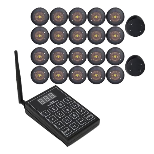 Sxhlseller Wireless Restaurant Buzzer Paging System - 20 Pagers with Transmitter
